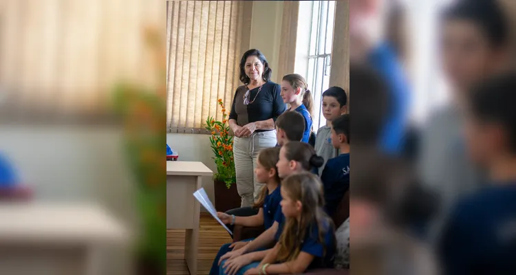 As entrevistas aconteceram na Prefeitura Municipal e os alunos também realizaram um tour pelo local antes de gravarem o podcast.