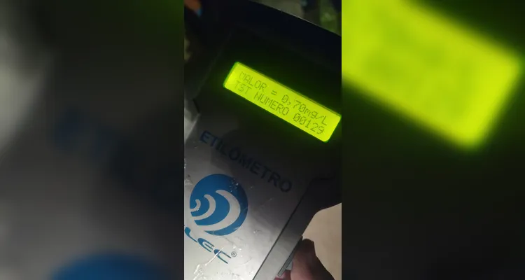 Teste do etilômetro apontou a ingestão de álcool