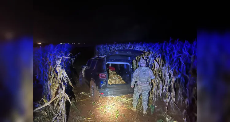 PRF apreende 600 kg de maconha em Cascavel; suspeito fugiu