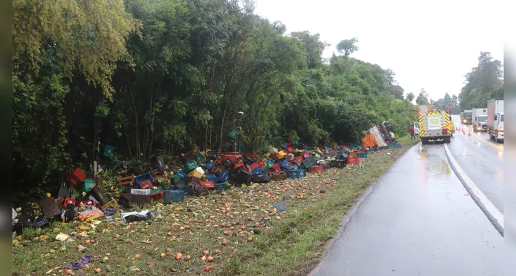 Caminhão seguia de Curitiba a Guarapuava, quando por volta das 16h, no km 189 da rodovia, houve o acidente de trânsito -