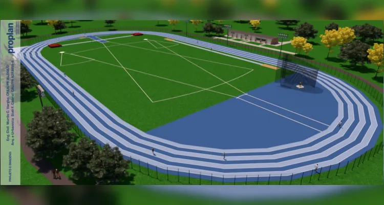 Nova pista UEPG terá toda a infraestrutura remodelada. Espaço será maior do que o atual e contará local de caminhada no entorno do complexo de atletismo -