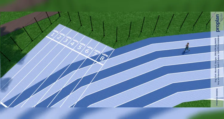 Nova pista UEPG terá toda a infraestrutura remodelada. Espaço será maior do que o atual e contará local de caminhada no entorno do complexo de atletismo -
