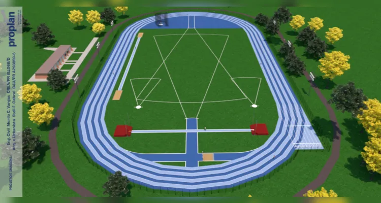 Nova pista UEPG terá toda a infraestrutura remodelada. Espaço será maior do que o atual e contará local de caminhada no entorno do complexo de atletismo -