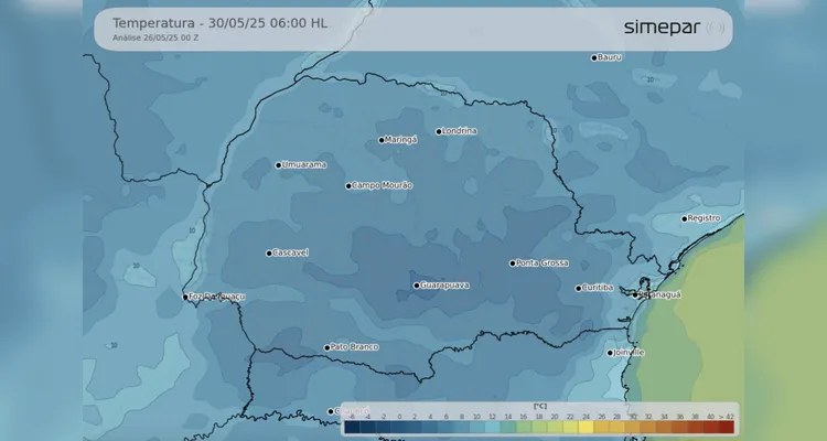 Campos Gerais pode ter temperatura negativa nos próximos dias