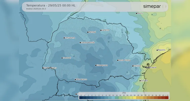 Campos Gerais pode ter temperatura negativa nos próximos dias
