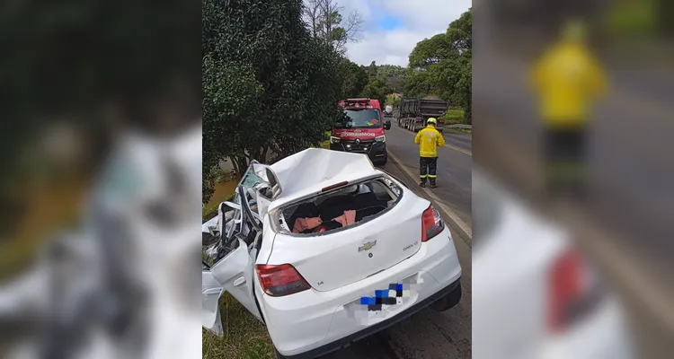 Weigel e a família estavam em um Onix que bateu de frente contra um caminhão na BR-282.