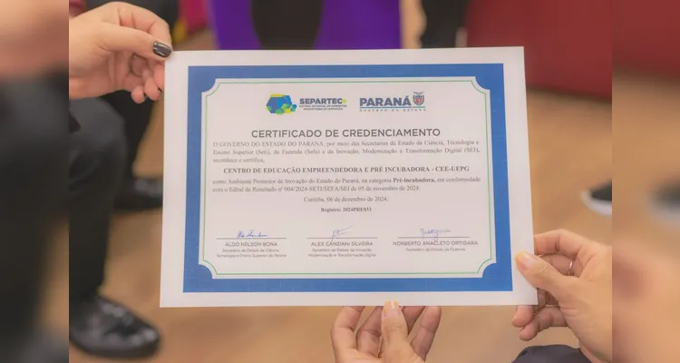 Paraná reconhece CEE-UEPG como pré-incubadora de inovação