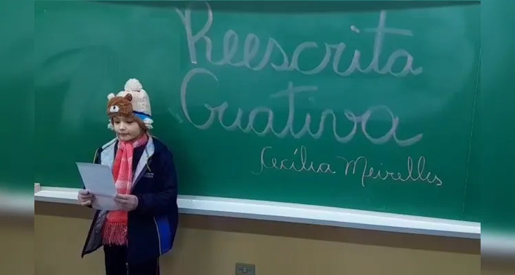Uma das atividades realizadas pela turma foi a reescrita criativa de uma obra de Cecília Meireles.