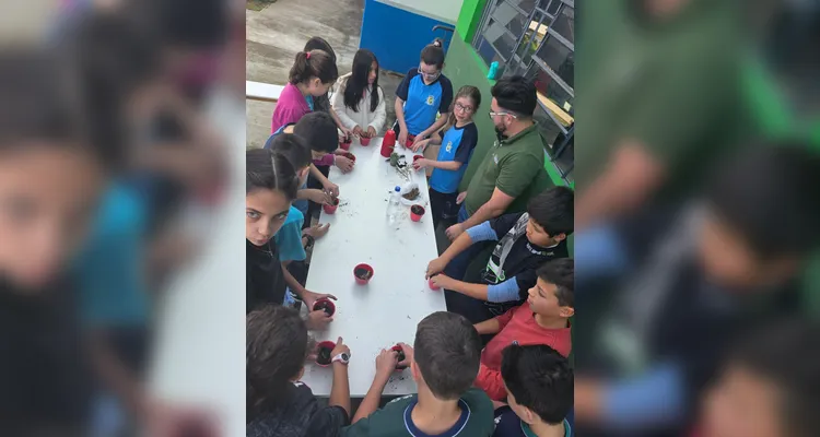 A turma assistiu aos conteúdos em formato de videoaula do Vamos Ler, participou de uma dinâmica com um agrônomo convidado, que envolveu entrevistas e o plantio de mudas e finalizou as ações visitando a Secretaria de Agricultura para uma palestra sobre o assunto.