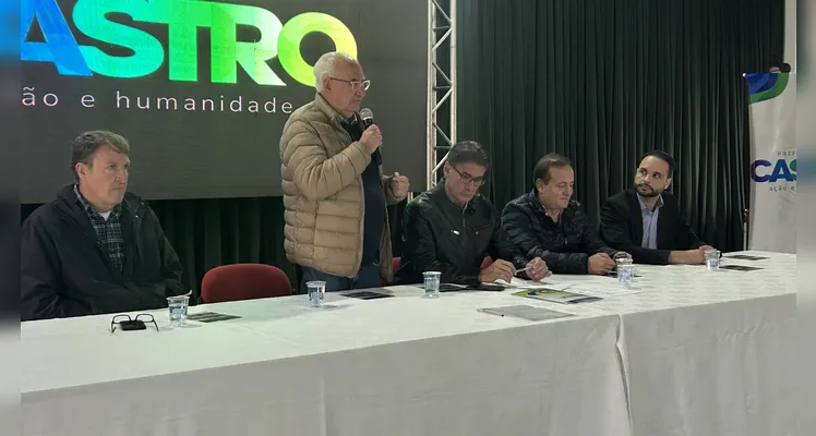 O prefeito Reinaldo Cardoso discursou durante o evento.
