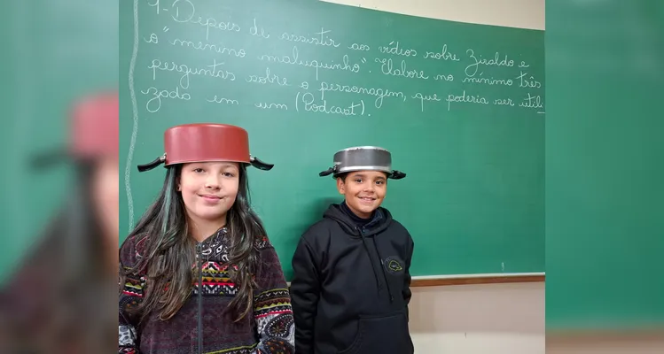 Os alunos realizaram diversos trabalhos, entre eles a simulação de um podcast com os personagens criados por Ziraldo.