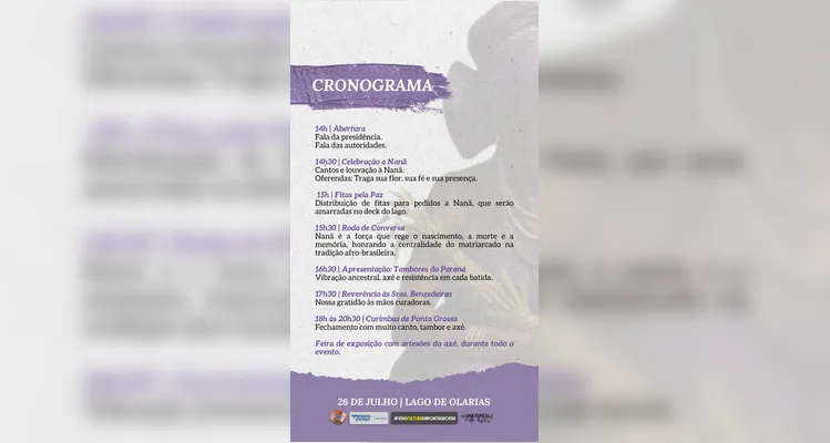 Festa de Nanã 'Águas Ancestrais' ocorre no Lago de Olarias neste mês