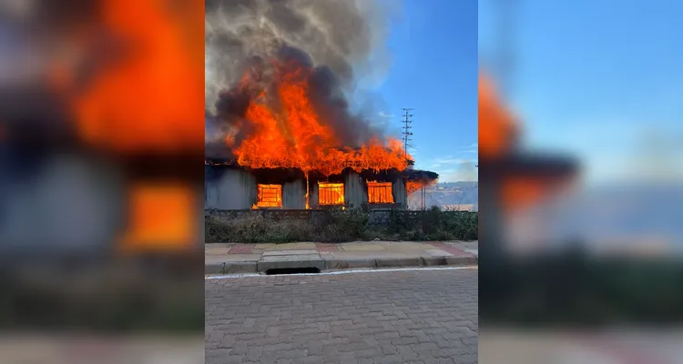 Casa pega fogo e deixa um homem ferido em Ponta Grossa