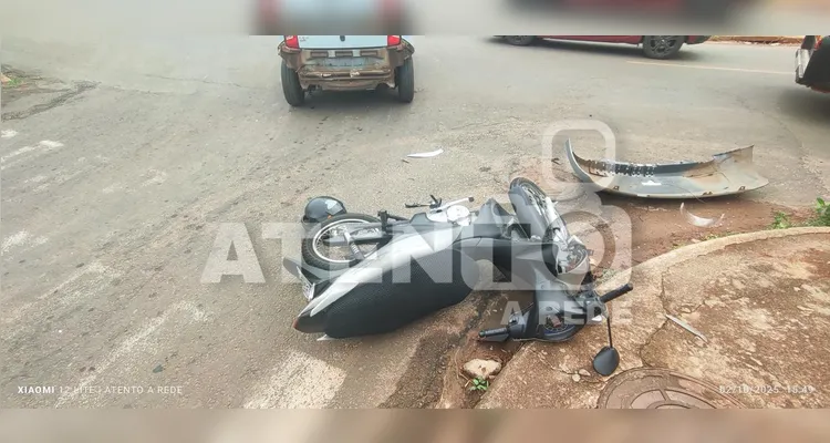 Acidente entre carro e moto deixa adolescente ferido em Telêmaco Borba