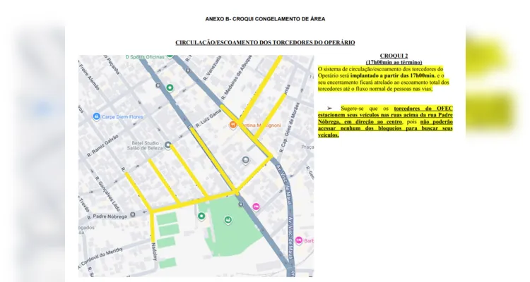 As linhas amarelas traçam as ruas fechadas para não estacionar veículos |