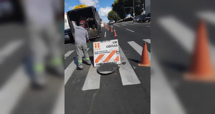 Obras da Copel em rede subterrânea exigem bloqueio parcial de vias em PG