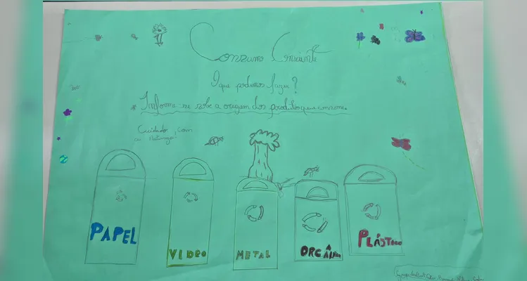 Como principal ação, os alunos confeccionaram cartazes de conscientização sobre a temática.