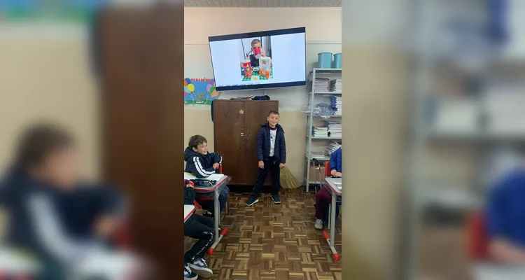 Educandos puderam relatar, em foto e depoimento, sobre como o leite está presente na sua alimentação.