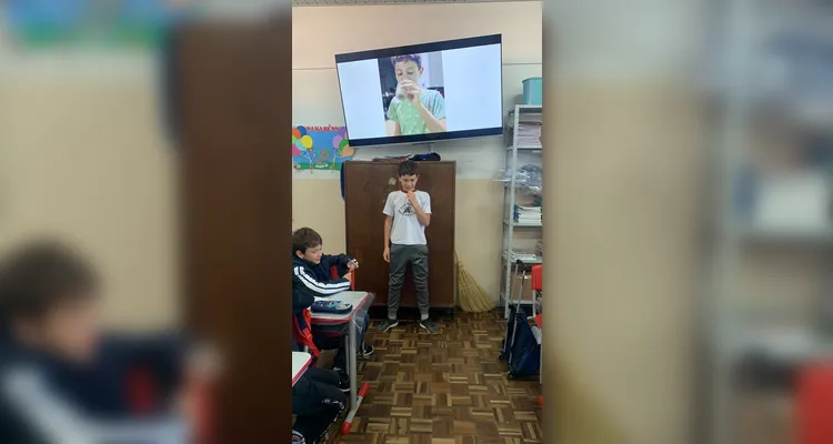 Educandos puderam relatar, em foto e depoimento, sobre como o leite está presente na sua alimentação.