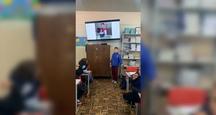 Educandos puderam relatar, em foto e depoimento, sobre como o leite está presente na sua alimentação.