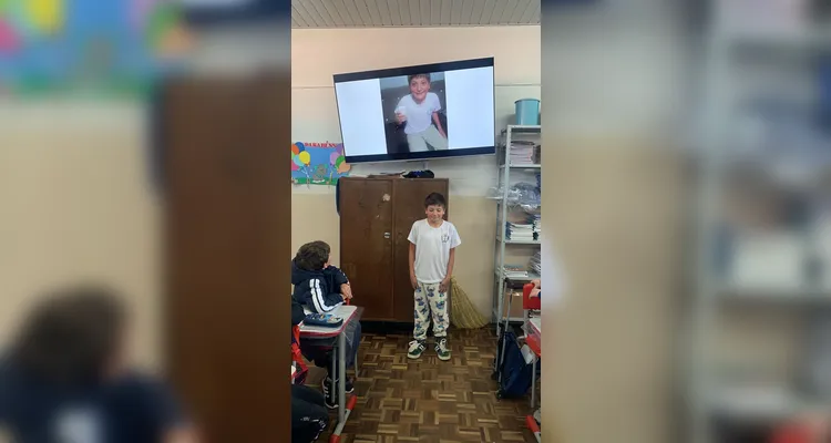 Educandos puderam relatar, em foto e depoimento, sobre como o leite está presente na sua alimentação.