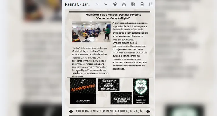 Veja como ficou o trabalho finalizado, as etapas de produção, distribuição e consulta dos colegas.