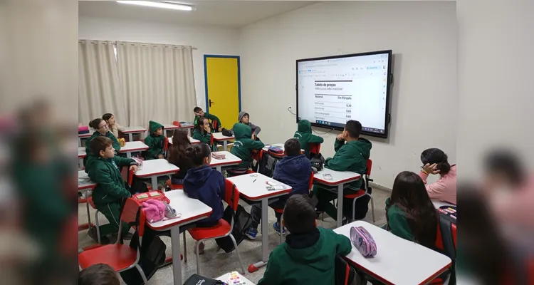 Recicláveis foram utilizados para entendimento do conteúdo matemático.