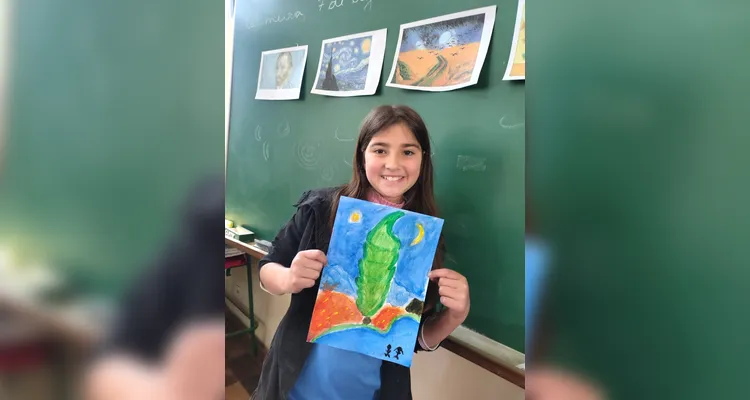 Para solidificar os aprendizados, os alunos produziram releituras de obras do pintor Vincent van Gogh.