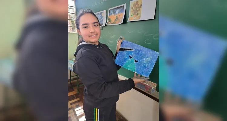 Para solidificar os aprendizados, os alunos produziram releituras de obras do pintor Vincent van Gogh.