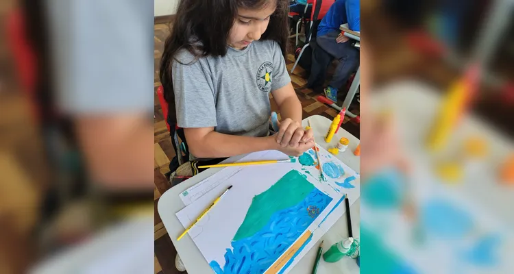 Para solidificar os aprendizados, os alunos produziram releituras de obras do pintor Vincent van Gogh.