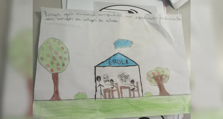Como ações a classe confeccionou fantoches de diferentes emoções e elaboraram uma dramatização, além de criarem um livro sobre a temática.