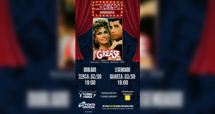 CinePG exibe musicais Grease e Flashdance nesta semana