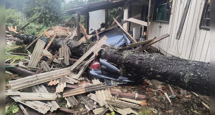 Ventos intensos com cerca de 75 km/h que atingiram o município.
