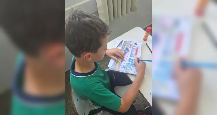 Os alunos criaram maquetes, mapas com trajetos até a escola, utilizaram um conteúdo do Vamos Ler e entrevistaram o motorista do ônibus escolar.