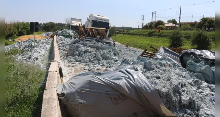 Caminhão tombou e motorista morreu