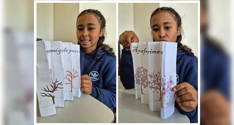 Como atividade prática, na disciplina de Artes, os alunos confeccionaram agamógrafos de primavera.