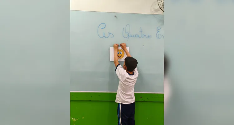 Confira os trabalhos dos alunos em sala de aula.