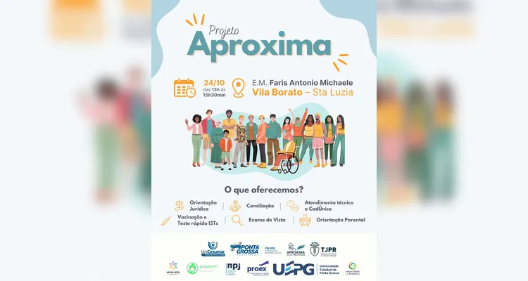 Projeto 'Aproxima' leva serviços jurídicos e de saúde no Santa Luzia, em PG