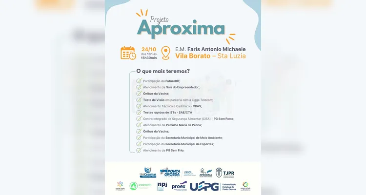 Projeto 'Aproxima' leva serviços jurídicos e de saúde no Santa Luzia, em PG