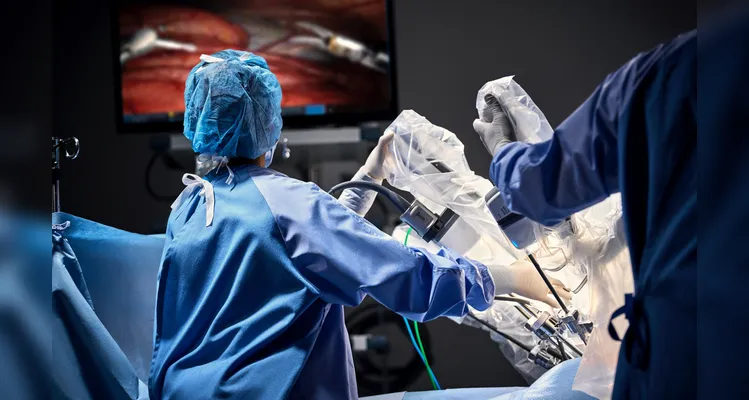 Médicos durante realização de procedimento