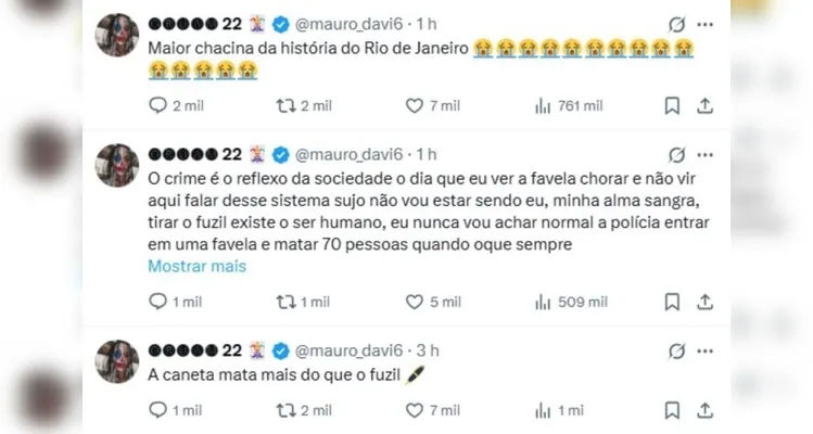 Oruam se pronuncia sobre Operação Contenção e afirma que ‘caneta mata mais do que fuzil’