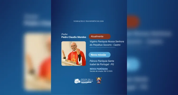 Dom Bruno anuncia transferências e cinco novas paróquias em PG