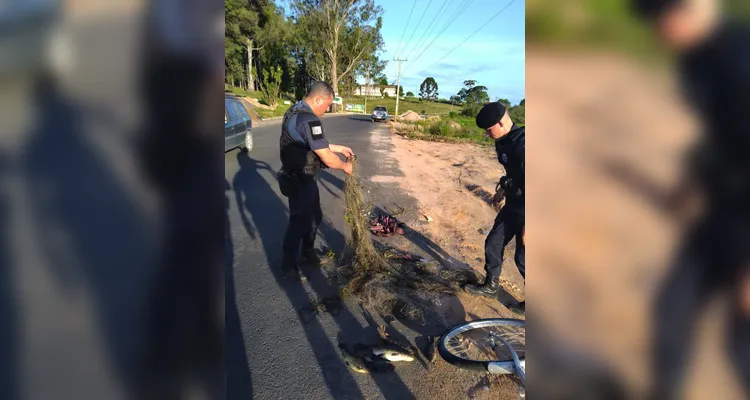 Homem foge e abandona peixes ao ser denunciado por pesca predatória em Castro