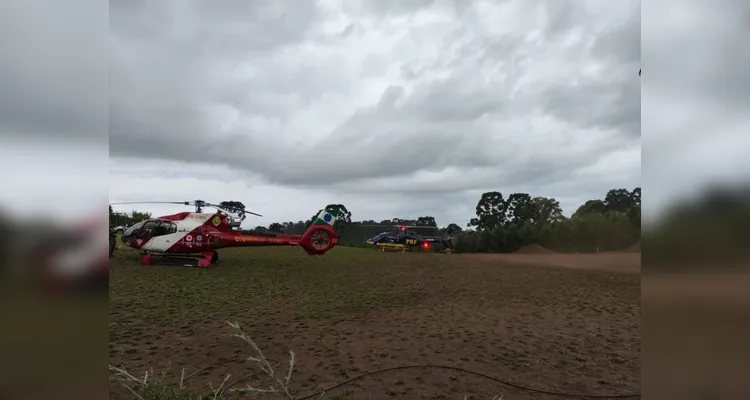 Batida em estrada deixa sete feridos; passageiro é levado de helicóptero ao hospital
