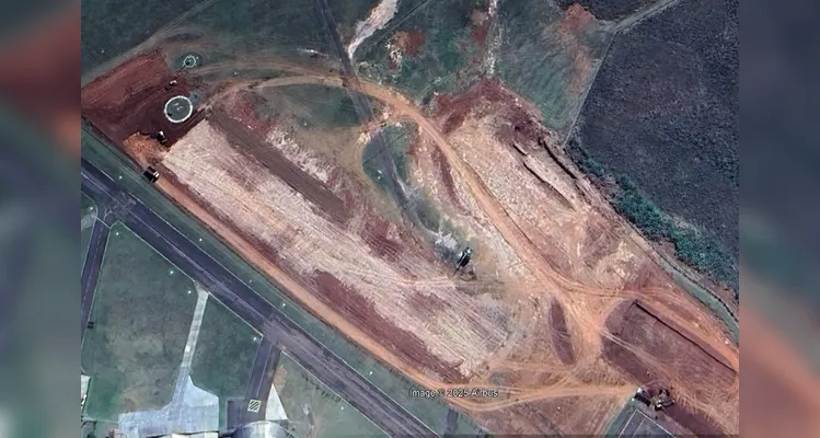Imagens de satélite mostram avanço das obras no Aeroporto Sant’Ana, em PG