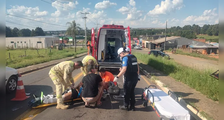 O acidente foi registrado na rua Valerio Ronchi, na região de Uvaranas, em Ponta Grossa.
