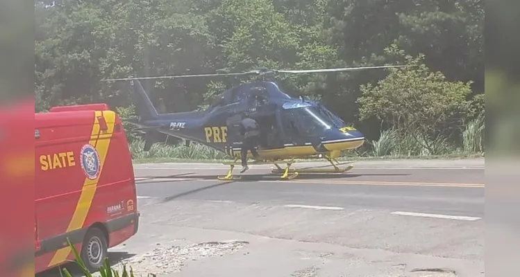 Resgate aéreo é acionado por grave acidente entre dois carros no Contorno Norte