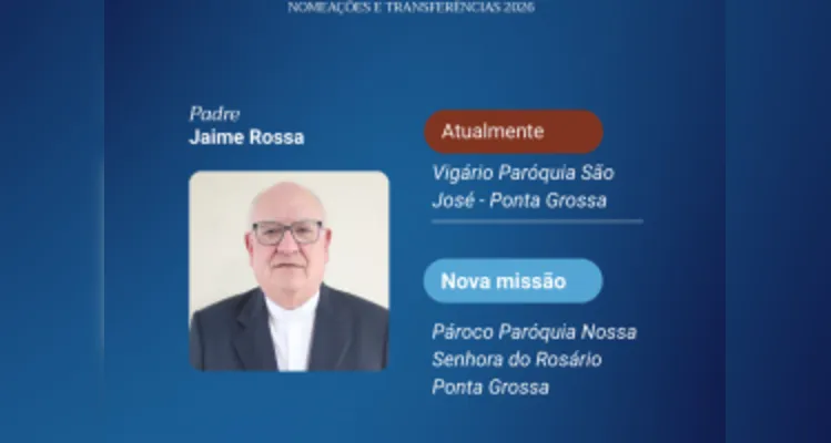 Dom Bruno anuncia transferências e cinco novas paróquias em Ponta Grossa