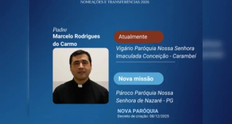 Dom Bruno anuncia transferências e cinco novas paróquias em Ponta Grossa