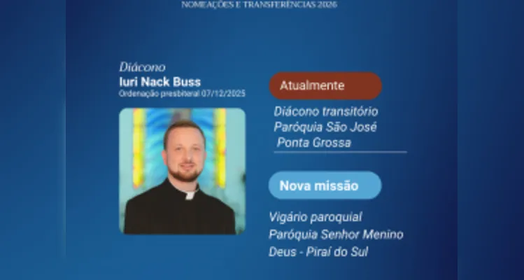 Dom Bruno anuncia transferências e cinco novas paróquias em Ponta Grossa